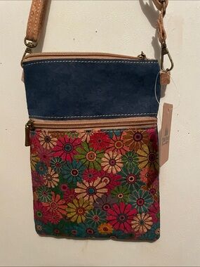 Cedar Paddle Cork Blue and Multicolor Floral Crossbody Bag